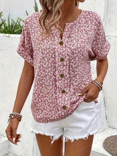 Sophie | Floral Notched Blouse