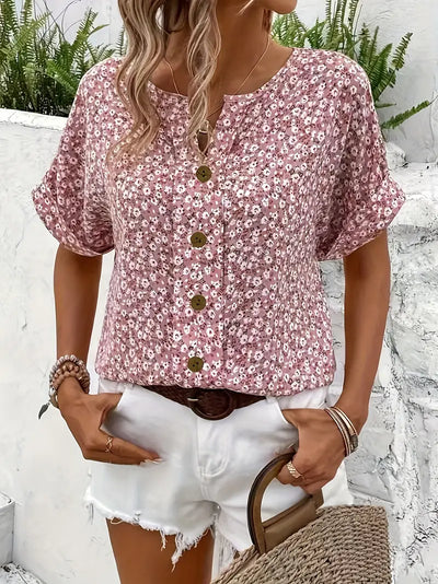 Sophie | Floral Notched Blouse