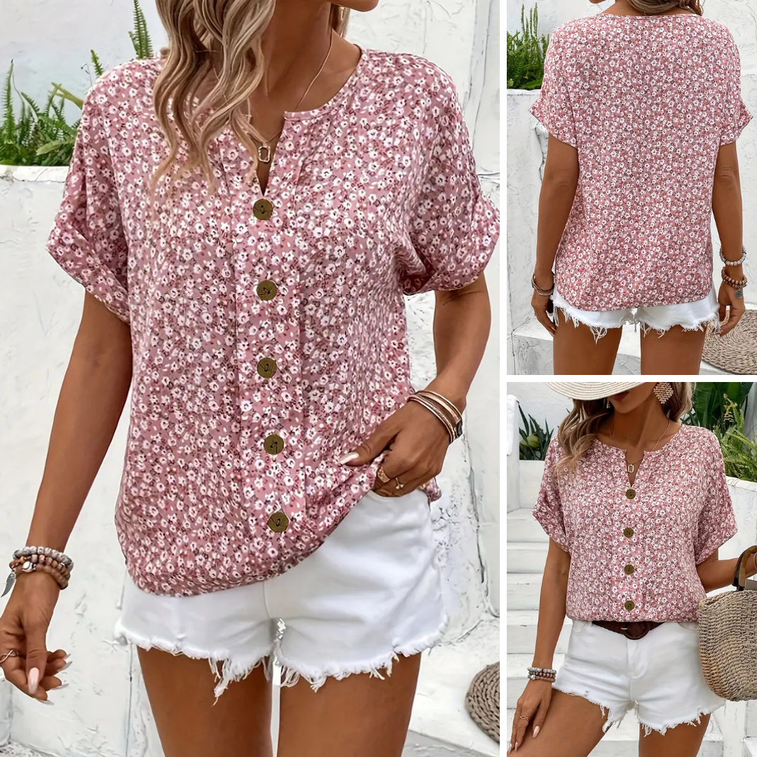 Sophie | Floral Notched Blouse