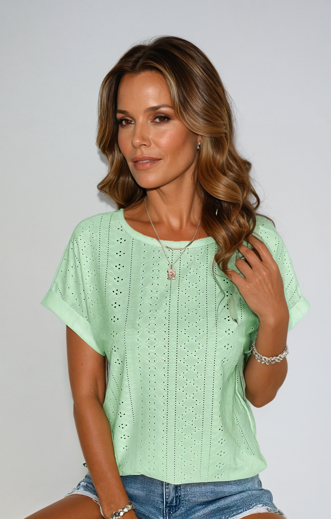 Mia | Stylish Eyelet Top