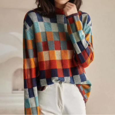 Hannah | Vibrant Checkered Sweater