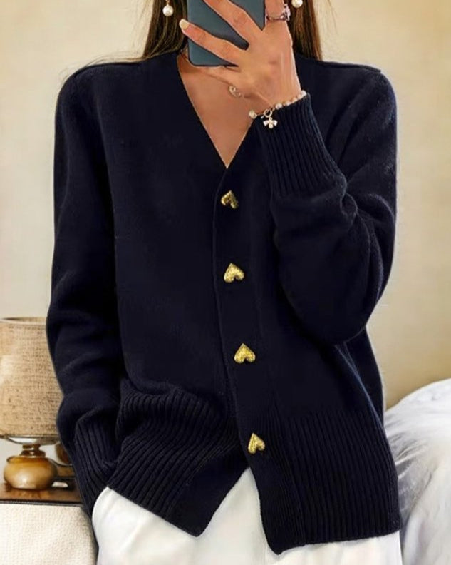 Hannah | Heart-Button Cardigan